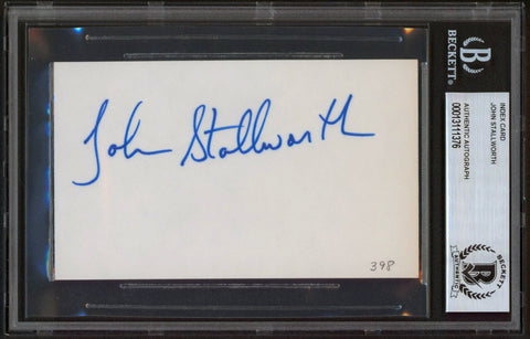 Steelers John Stallworth Authentic Signed 3x5 Index Card Autographed BAS Slab