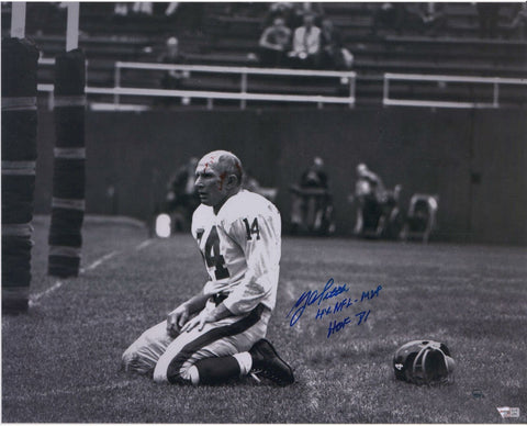 Y.A. Tittle Giants Signed 16" x 20" Agony of Defeat Blood Photo & Career Inscs