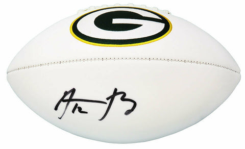 Aaron Rodgers Signed Green Bay Packers White Panel Logo Football - Fanatics COA