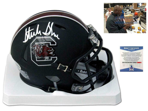 Gamecocks Sterling Sharpe Autographed SIGNED Mini-Helmet - Beckett - Black