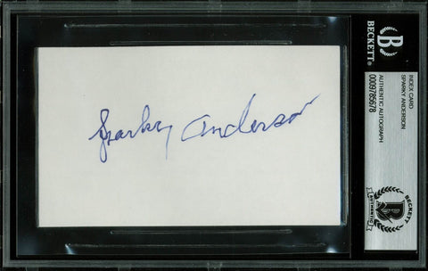 Tigers Sparky Anderson Authentic Signed 3x5 Index Card Autographed BAS Slabbed