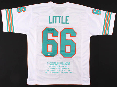 Larry Little Signed Miami Dolphins Stat Jersey Inscribed "HOF 93" (JSA COA)