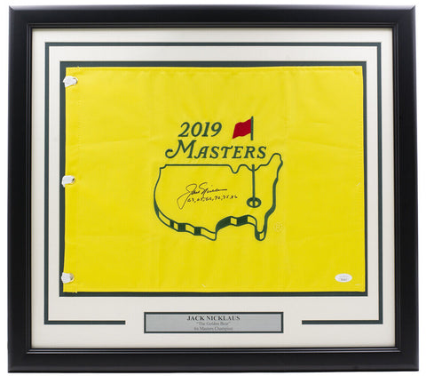Jack Nicklaus Signed Framed 2019 Masters Golf Flag w/ Years JSA LOA XX02812