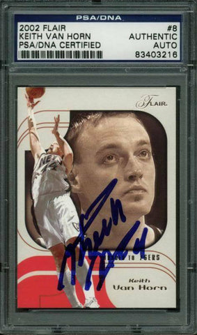 Nets Keith Van Horn Authentic Signed Card 2002 Flair #8 PSA/DNA Slabbed