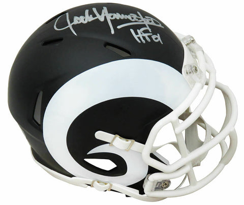 Jack Youngblood Signed Rams Flat Black Riddell Speed Mini Helmet w/HF'01 -SS COA