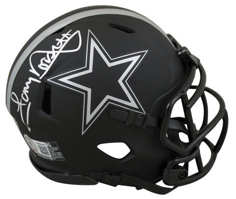 Cowboys Tony Dorsett Signed Eclipse Speed Mini Helmet w/ Silver Sig BAS Witness