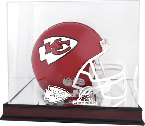 Kansas City Chiefs 2019 AFC Champs Mahogany Logo Helmet Display Case