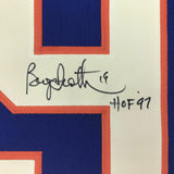 Autographed/Signed BRYAN TROTTIER HOF 97 New York Blue Hockey Jersey JSA COA