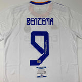 Autographed/Signed Karim Benzema Real Madrid 2021 White Jersey Beckett BAS COA