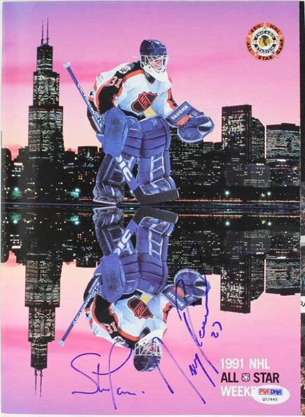Jeremy Roenick & Steve Larmer Authentic Signed 1991 Asg Magazine PSA/DNA #Q12445