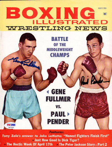 Gene Fullmer & Paul Pender Autographed Boxing Illustrated Cover PSA/DNA S47263