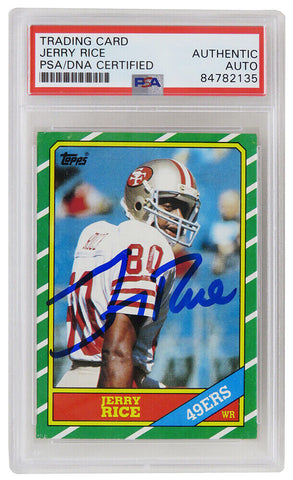 Jerry Rice Signed 49ers 1986 Topps Rookie Football Card #161 (PSA Encapsulated)