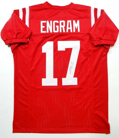 Evan Engram Autographed Red College Style Jersey- JSA Witness Auth *7