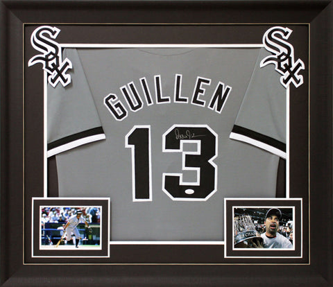 Ozzie Guillen Authentic Signed Grey Pro Style Framed Jersey Autographed BAS Wit