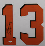 ODELL BECKHAM (Browns white SKYLINE) Signed Autographed Framed Jersey JSA