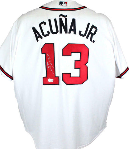 Ronald Acuna Autographed Braves White Majestic Jersey-Beckett W Hologram