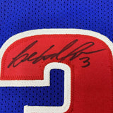 Framed Autographed/Signed Ben Wallace 33x42 Detroit Blue Jersey JSA COA
