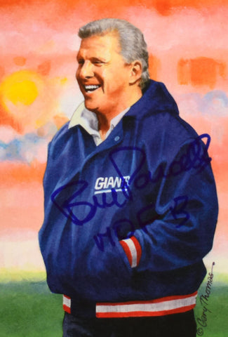 Bill Parcells Autographed Giants Goal Line Art Card w/HOF- Beckett W Hologram