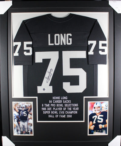 HOWIE LONG (Raiders black stat TOWER) Signed Autographed Framed Jersey Beckett