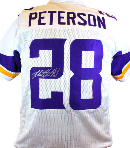 Adrian Peterson Autographed Solid White Pro Style Jersey- Beckett W Hologram *2