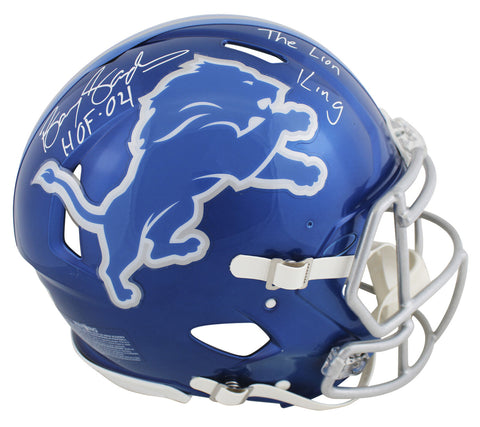 Lions Barry Sanders "2x Insc" Signed Flash Full Size Speed Proline Helmet BAS W