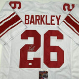 Autographed/Signed Saquon Barkley New York White Football Jersey JSA COA