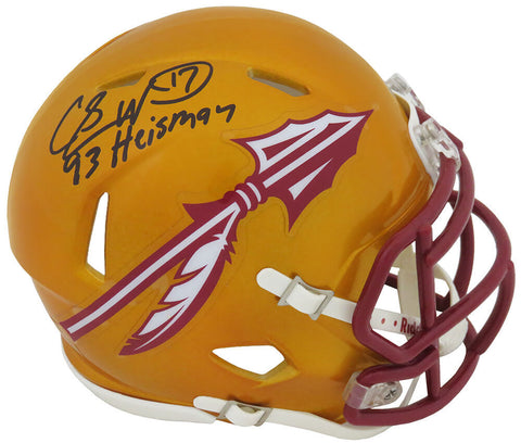Charlie Ward Signed Florida State FLASH Riddell Mini Helmet w/Heisman'93 -SS COA