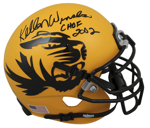 Missouri Kellen Winslow "CHOF 02" Signed Yellow Schutt Mini Helmet BAS Witnessed