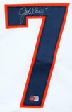 John Elway Autographed White Pro Style STAT Jersey- Beckett W Hologram *Silver