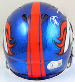 Shannon Sharpe Autographed Denver Broncos Chrome Mini Helmet- Beckett W* White