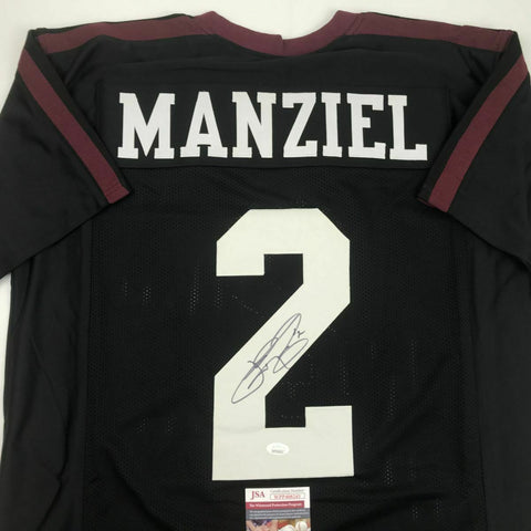 Autographed/Signed Johnny Manziel Texas A&M Black Football Jersey JSA COA Auto