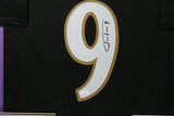 JUSTIN TUCKER (Ravens black TOWER) Signed Autographed Framed Jersey JSA