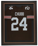 Nick Chubb Signed Framed Custom Brown Pro Style Football Jersey JSA