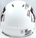 Johnny Manziel Autographed TX A&M White Speed Mini Helmet w/Insc.-Beckett W Holo