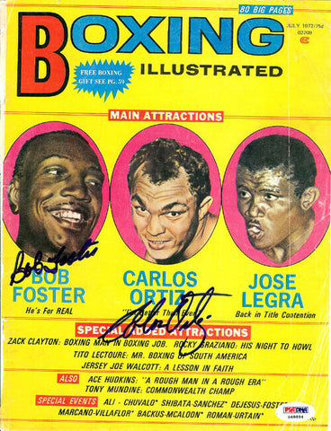 Bob Foster & Carlos Ortiz Autographed Boxing Illustrated Cover PSA/DNA S48894