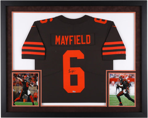 Baker Mayfield Cleveland Browns Autographed Framed Brown Nike Limited Jersey