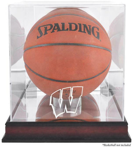 Wisconsin Badgers Antique Finish Basketball Display Case w/Mirror Back
