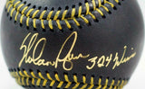 Nolan Ryan Autographed Rawlings OML Black Baseball W/ 324 Wins- AIV Hologram