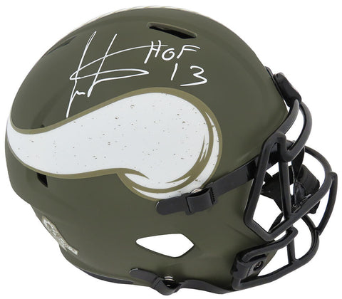 Cris Carter Signed Vikings STS Riddell F/S Speed Rep Helmet w/HOF'13 - (SS COA)