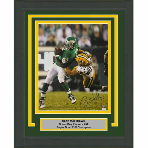 FRAMED Autographed/Signed CLAY MATTHEWS Green Bay Packers 16x20 Photo JSA COA