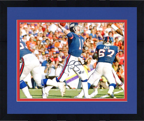 Framed Phil Simms New York Giants Autographed 8" x 10" Throwing Photograph