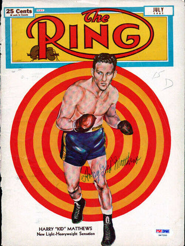 Harry "Kid" Matthews Autographed Signed The Ring Magazine Cover PSA/DNA #S47200