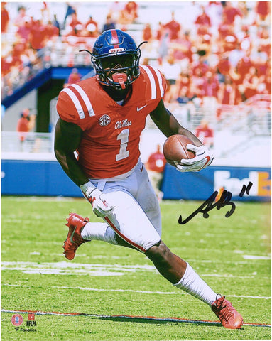 A.J. Brown Ole Miss Rebels Autographed 8" x 10" Red Vertical Photograph