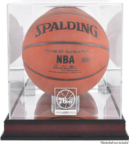 Philadelphia 76ers Mahogany Team Logo Basketball Display Case