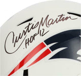 Curtis Martin Patriots Signed Flat White Revolution Replica Helmet & HOF 12 Insc