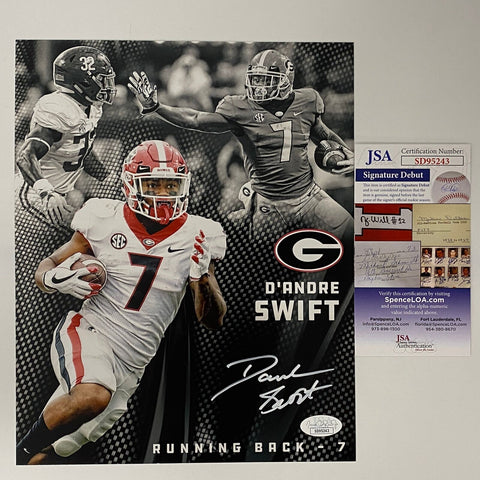 Autographed/Signed D'Andre Swift Georgia Bulldogs 8x10 College Photo JSA COA #9