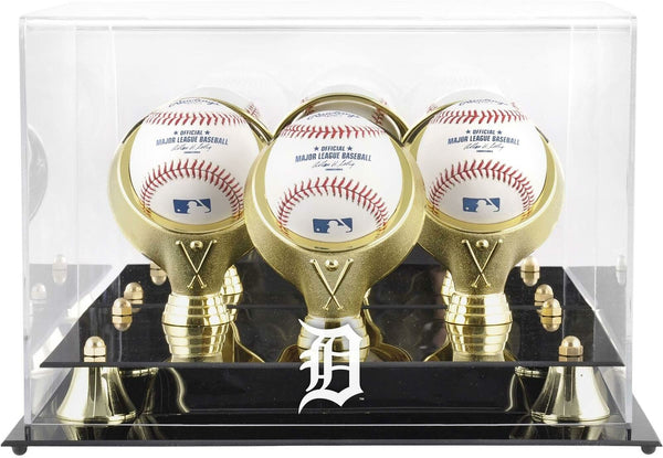 Tigers Golden Classic Three Baseball Logo Display Case - Fanatics