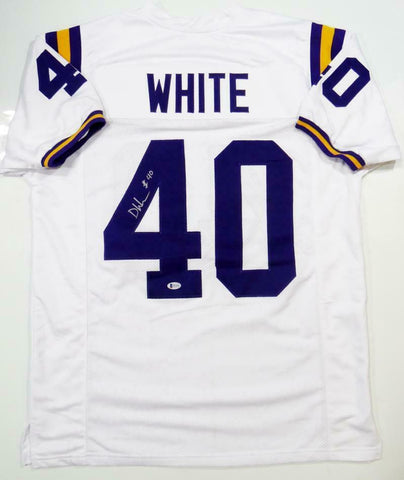 Devin White Autographed White College Style Jersey - Beckett W Auth *4