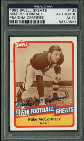 Browns Mike Mccormack Signed Card 1989 Swell Greats #125 PSA Slabbed #83743531