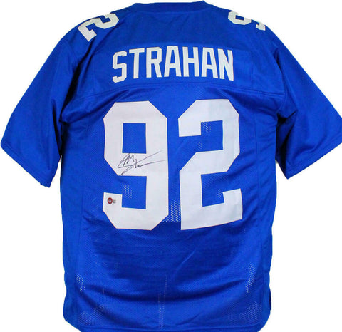 Michael Strahan Autographed Blue Pro Style Jersey-Beckett W Hologram